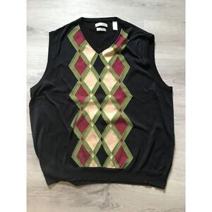 Tehama Sweater Pima Cotton Men's XL Argyle Multi‎ Color  V-Neck Vest